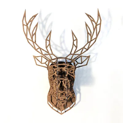 3D Stag Wall Mount Animal Head - Geometric Trophy Acrylic Wall Art Modern Design • £19.99