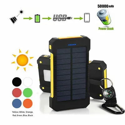 $20.99 • Buy 50000mah Solar Power Bank Portable External Battery Dual USB Phone Charger 