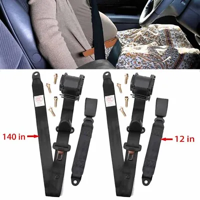 $49 • Buy 2pcs Retractable 3 Point Safety Seat Belt Straps Car Vehicle Adjustable Belt New