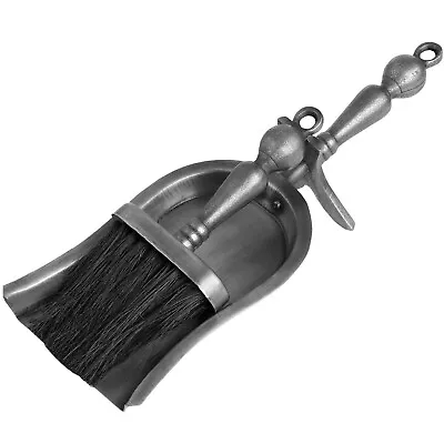 £23.99 • Buy Hearth Fireside Shovel Brush Set Fire Fireplace Tidy Tools Anitque Pewter Silver
