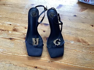 Brand New  MISSGUIDED BLACK STRAPPY SHOES SIZE UK 6 Gold M G • £3
