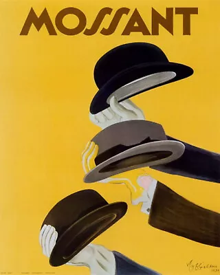 Print Poster Vintage Mossant Canvas  Framed Art Painting Hats Yellow • $64.35