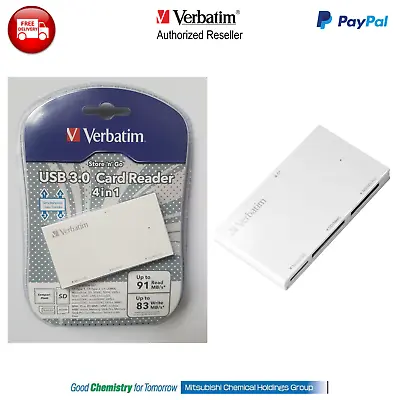 $0 P&h Verbatim USB 3.0 4 In 1 Card Reader CF SD MicroSD MS • $29.85