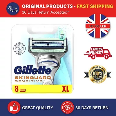 Gillette Skinguard Sensitive Razor Blades 8 Pack Genuine Refills Brand New • £12.95