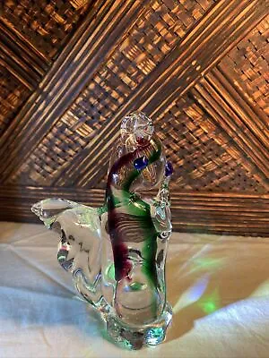 Vintage Murano Italian Art Glass Squirrel Figurine Clear/Red/Green 6.5” • $49