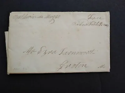 Maine: Baldwin 1822 Stampless Cover Ms Postmaster Free  Scarcer DPO  • $50
