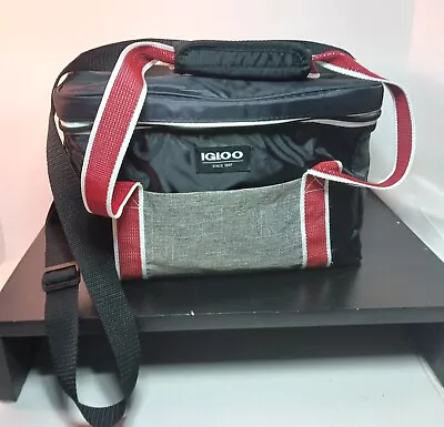 Igloo Lunch Companion 12 Can Cooler Bag Black Red White Handle + Shoulder Strap • $16.09