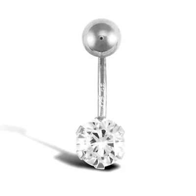 9ct White Gold Cubic Zirconia Belly Bar ERJ Co • £59.99