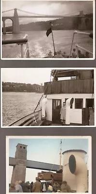 On Board Ferry Menai Straits By Telford & Brunel Bridges - Taken 1960s X3 Photos • £9.99