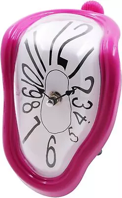 Melting Wall Clock Gift Decor Art Shelf Hanging Office Home Pink Purple 5 Wx7 H • $42.90