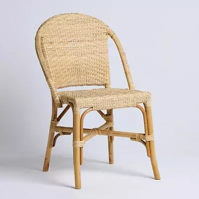 French Dining Chair Natural Rattan Cane Seat Backrest Bistro Style Curved Frame • £169
