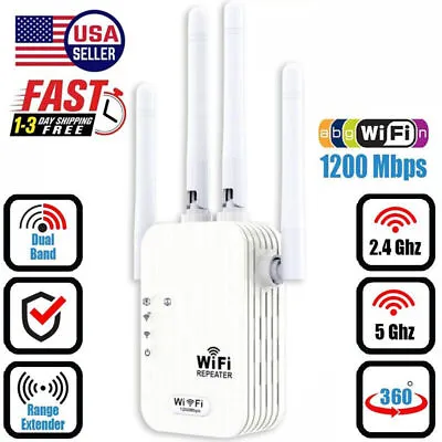 WiFi Range Extender Repeater 1200Mbps Wireless Amplifier Router Signal Booster • $14.80