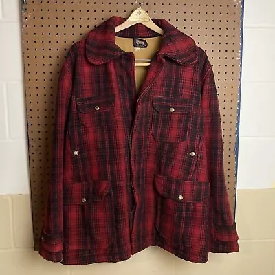 Vintage Woolrich Mackinaw Jacket Coat Mens 44 Buffalo Plaid Wool Hunting 60s 503 • $69.80