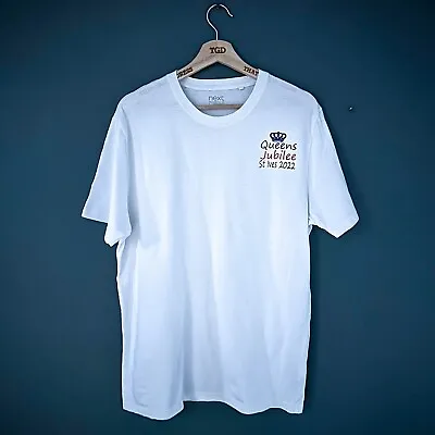 Mens Next White Queen's Jubilee Print 100% Cotton T-Shirt Top Size Large • £1