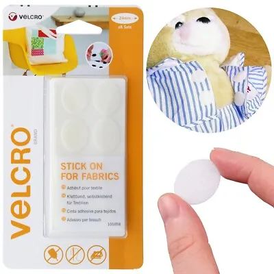 8x WHITE VELCRO COINS Self Adhesive PERMANENT Dots Spots Hook & Loop Fastener UK • £7.70