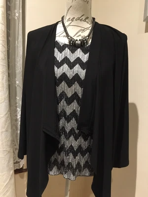 £3.99 • Buy Forever By Michael Gold Blouse / Top Black Silver Shiny  Size M/10 £29.99