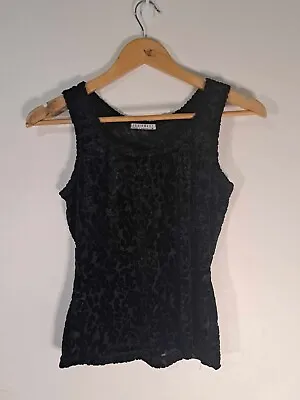 Equipment Femme Black Silk Blend Floral Velvet Top ~Women's Size Medium • $25