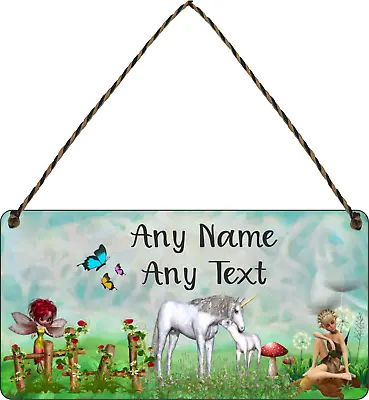 Personalised Fairy Garden Hanging Plaque Sign Garden Unicorn Shed Playhouse Play • £5.38