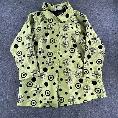 UbU Womens Jacket Medium Green Spotted Button Front Sweater • $33.24