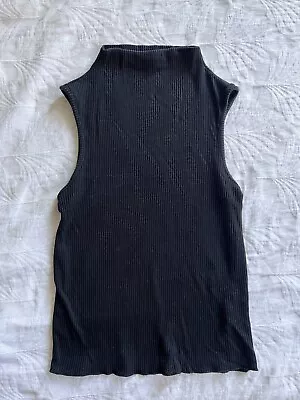 Zara Black High Neck Sleeveless Knit Top Size M Medium • $18