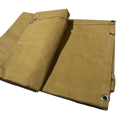Sand Canvas Tarpaulin Covers Heavy Weight Boat Log Store Sheets Various Sizes • £169.99