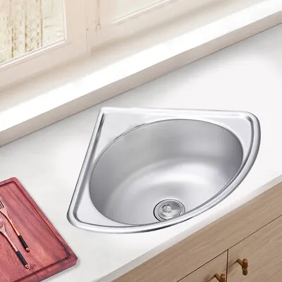 Modern Bathroom Corner Sink Stainless Steel Triangle Wash Basin Wall Mounted US • $36