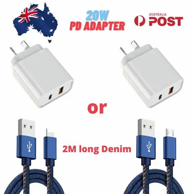 $24.99 • Buy 2M STRONG DENIM BRAIDED Micro USB Charger Data Cable For PS4 Android 