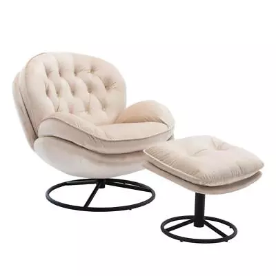 Modern Medieval Style Accent Chair Living Room Chair With Ottoman Beige • $341.99
