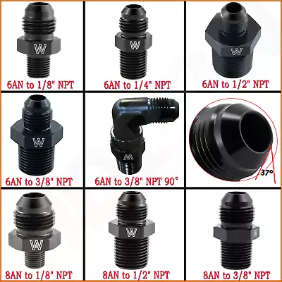 6AN -8AN To 1/8 / 1/4 / 1/2 / 3/8  NPT Straight Fuel Hose End Fitting Adapter • $6.99