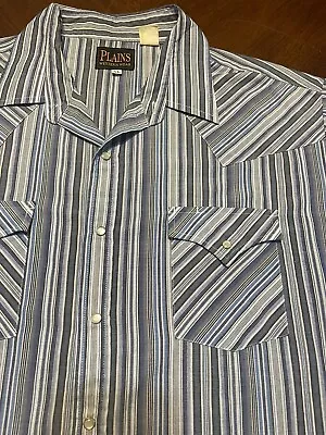 90s Vintage Plains Western Wear Pearl Snap Button Down Shirt VTG 1990s XL X-Larg • $13.49