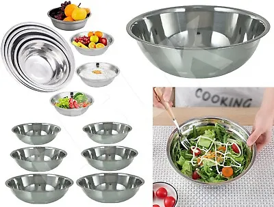 Mixing Bowl Stainless Steel Flat Base Small Extra Large Catering Washing Baking • £29.95