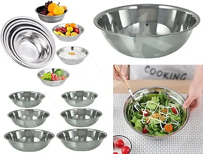 £6.95 • Buy Small Extra Large Stainless Steel Catering Washing Mixing Baking Bowl Flat Base 
