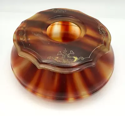 Vintage Etched Faux Tortoise Shell Covered Hair Receiver Trinket Box W/ Hole • $13.99