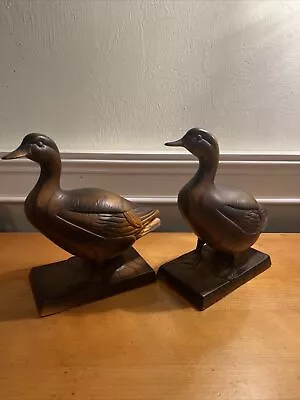 Vintage Napcoware Pintail Ducks (Pair) Wood Grain Look Carved Made In Japan • $35