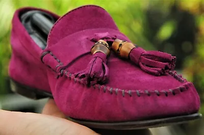 $259.99 • Buy  GUCCI  Men's  Purple Red  Bamboo Suede Tassel Loafers  Shoes Italy Sze 40 G