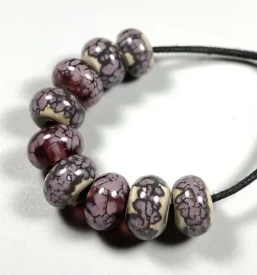 Violet Fossil Handmade Lampwork Spacer Beads Murano Glass Accents (9) • $18.99