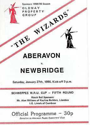 Jan 90 ABERAVON V NEWBRIDGE Schweppes W.R.U. Cup  • £4