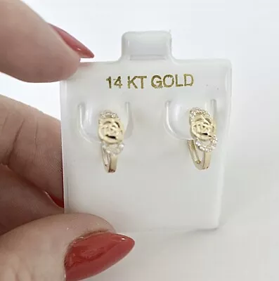 14k Real Gold Flower  Kids  Earrings Kids Jewelry Flower Earrings For Kids • £192.06