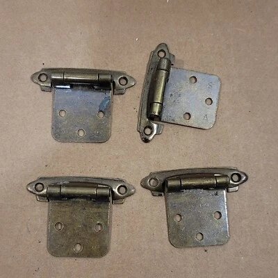 $9.46 • Buy Vintage Cabinet Hinges Bronze Tone Metal Lot Of 4