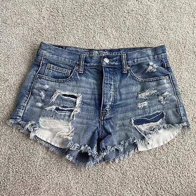 American Eagle Womens Shorts 6 Vintage Hi-Rise Festival Destroyed Denim Jean • $18