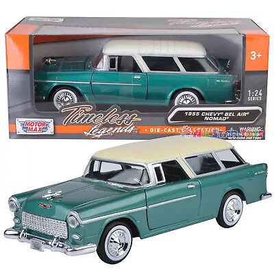 Motormax 73248 1955 55 Chevy Bel Air Nomad Wagon 1/24 Diecast Green • $15.99