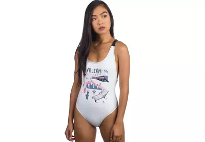 Volcom Fresh Ink One Piece Size XS Pool Party BYOB White NWT $79 • $24.95