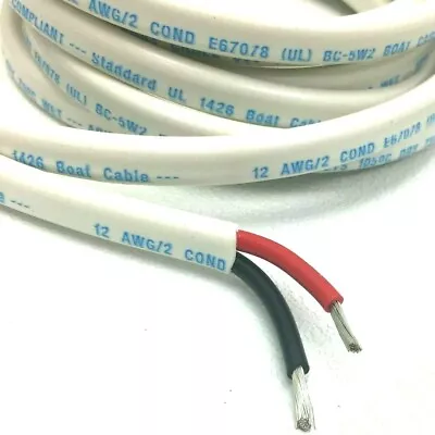 12/2 AWG Gauge Marine Grade Wire Boat Cable Tinned Copper Flat Red/Black • $78.42