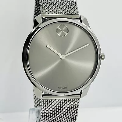 Movado Men's BOLD Mesh Band Gray Stainless Steel 42mm Watch 3600599 • $220