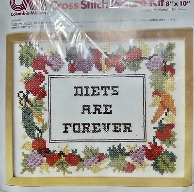 Vintage Columbia Minerva Cross Stitch Picture Kit Diets Are Forever 1978 6783 • $14.99