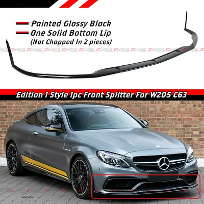 For 15-21 Mercedes Benz W205 C63 Amg Gloss Blk Edition 1 Style Front Bumper Lip • $132.99