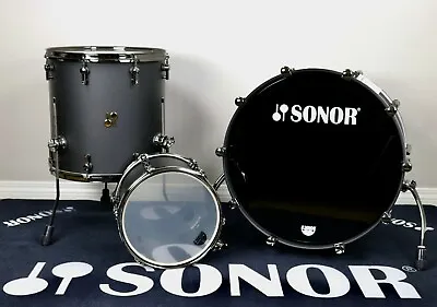 Sonor SQ2 Maple Med 3 Pc Dark Stain Soft Touch Semi Gloss Black Hardwre 221216 • $5633.23