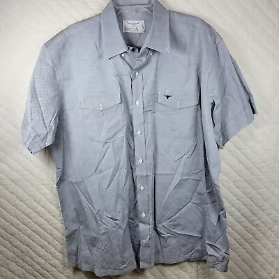 LongHorn By Niver Western Wear Shirt Mens 18 X 33 Gray Short Sleeve USA Made • $12