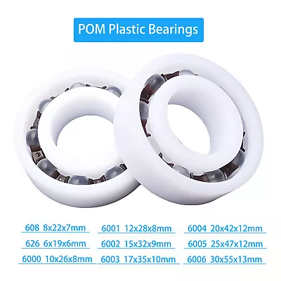 POM Nylon Plastic Precision Ball Bearing Glass Ball Bearings 608 626 6000 - 6006 • $2.63