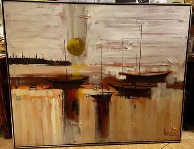 Seascape Large MCM Modern Painting LEE REYNOLDS Vanguard Studios Beverly Hills • $562.50